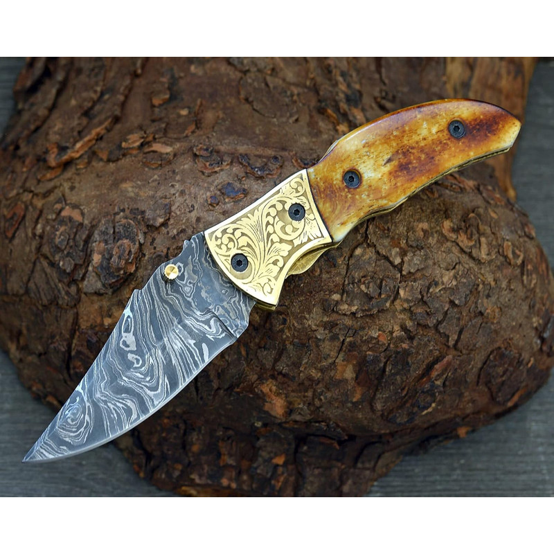 ALARI Pocket Knives Folding Knives For Men Women Personalized Engraved High Carbon Steel Damascus 1