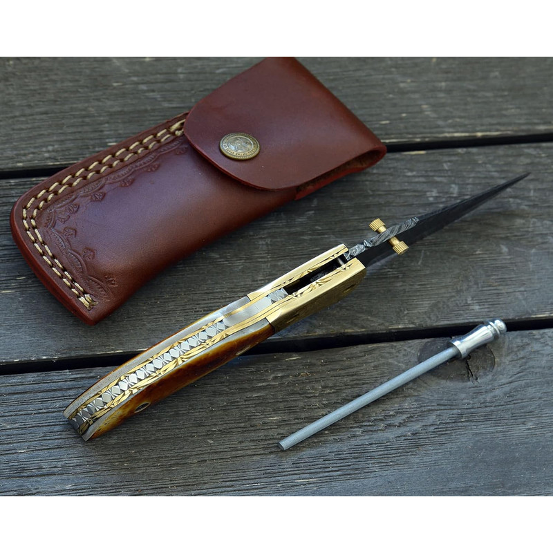 ALARI Pocket Knives Folding Knives For Men Women Personalized Engraved High Carbon Steel Damascus 2