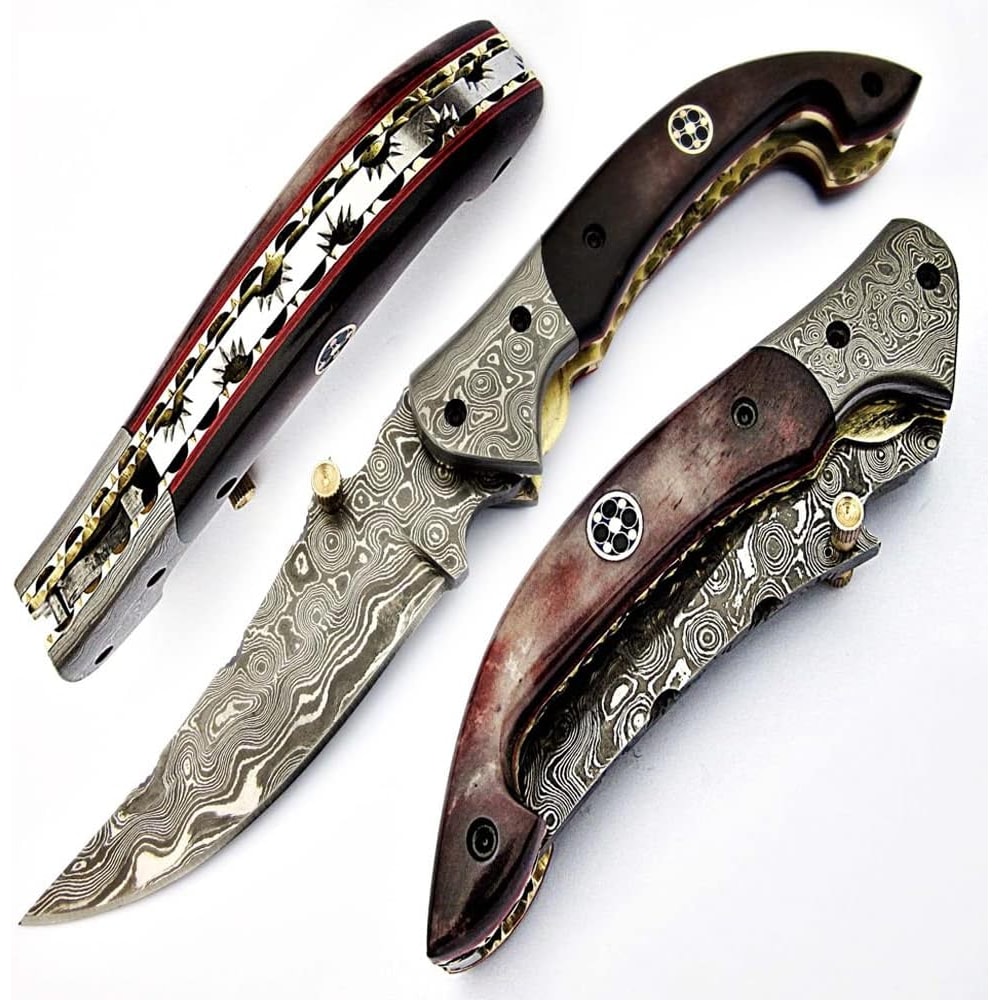 ALARI Pocket Knives Folding Knives For Men Women Personalized High Carbon Steel Damascus Blade Co 0