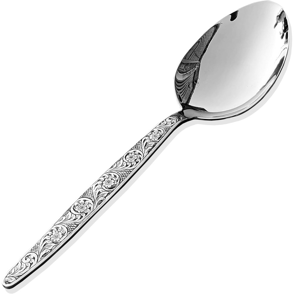 ALFARI Gray Kunz Spoon1810 Stainless Steel Titanium Shiny Dinner Serving Spoon10 Nches Basting Quen 0