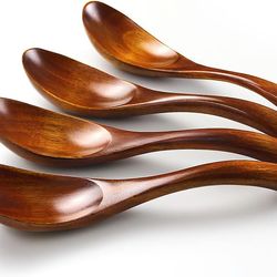 soup spoons wooden spoons 4 pieces light weight table spoon kitchen utensil for adults