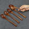 Soup Spoons Wooden Spoons 6Pieces Wooden Ladle Spoon Set For Cooking Mixing Stirring Honey Tea Soda 2