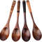 4 Piece Set Wooden Ladle Spoon Set For Cooking Mixing Stirring Honey Tea Soda Dessert Coconut Bowl 0