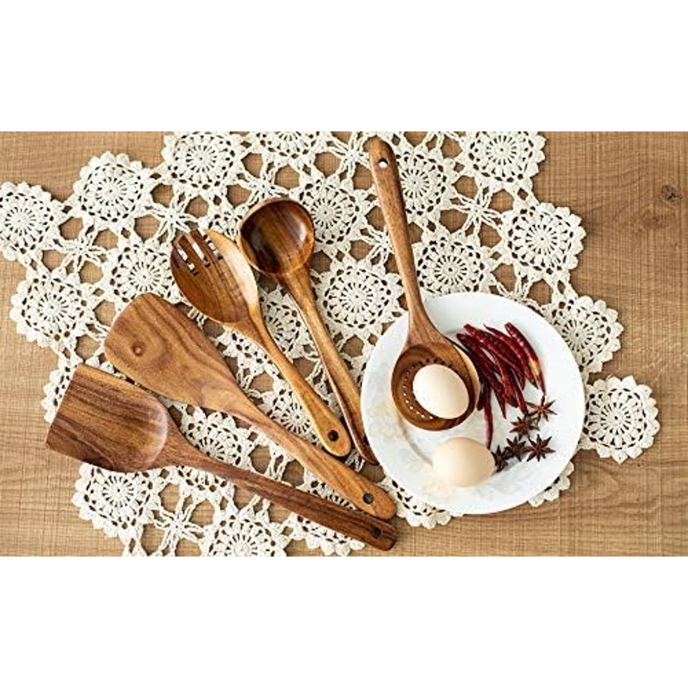 Wooden Kitchen Utensils Set 5 PCs Set For Nonstick Pan Kitchen Tool Ladle And Wok Spatulas 3