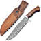 Custom Handmade Damascus Bowie Knife 14 Inches Fixed Blade Hunting Knife With With Sheath With Wood 1
