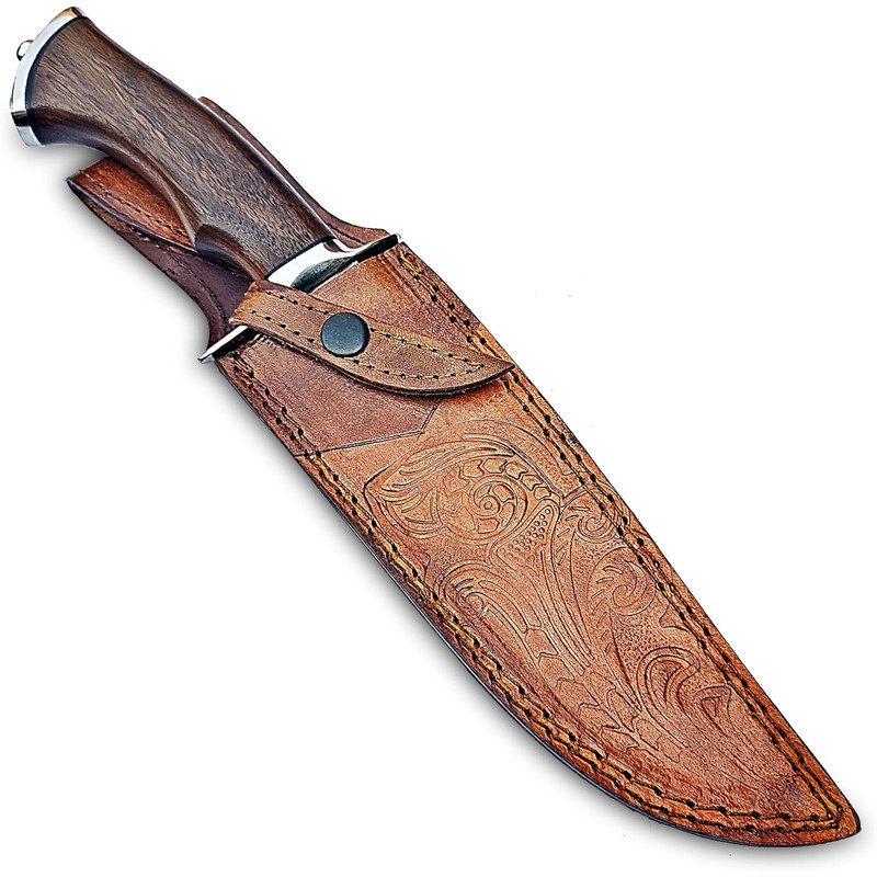 Custom Handmade Damascus Bowie Knife 14 Inches Fixed Blade Hunting Knife With With Sheath With Wood 2