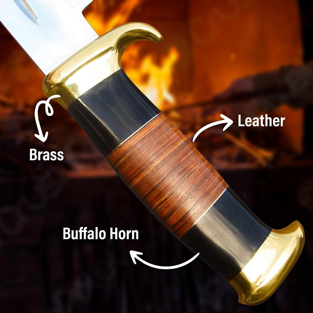 Custom Handmade D2 10 Inches Crocodile Dundee Knife Bowie Knife With Sheath Fixed Blade Hunting Sur 1