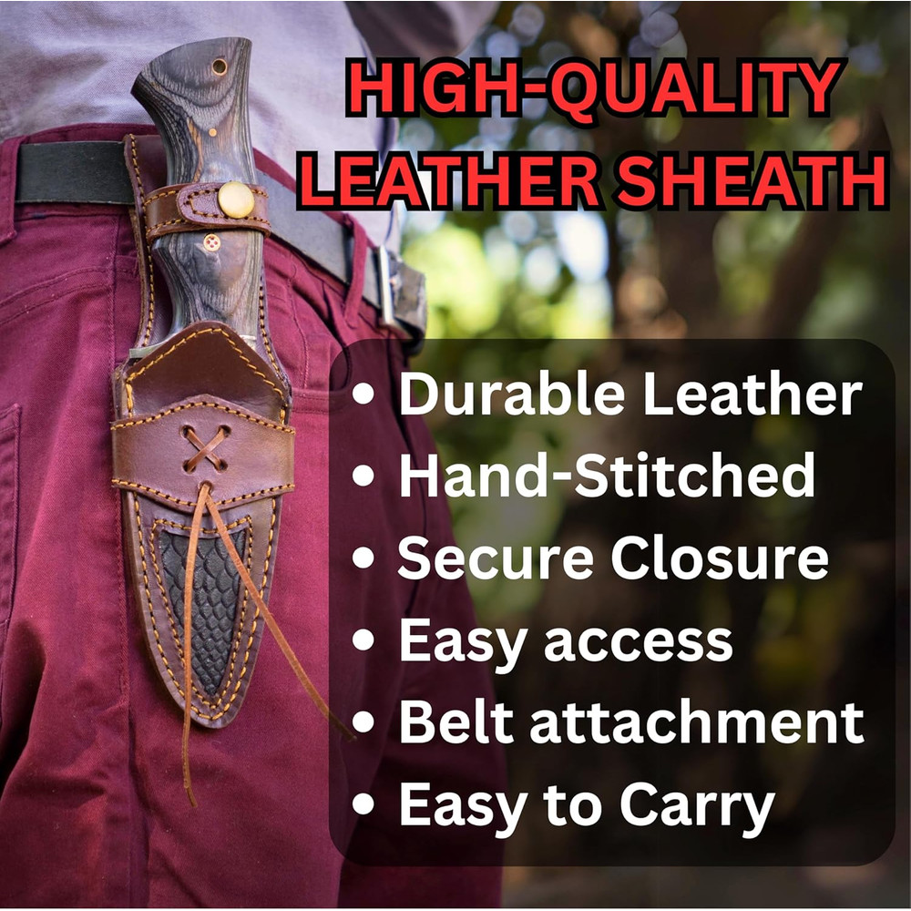 Custom Handmade Damascus Fixed Blade Knife With Sheath Fixed Blade Hunting Survival Knives Outdoor 4