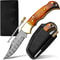ALFARI Damascus Folding Pocket Knife For Men Deal For Camping Outdoor Hiking With Sheath Ideal For 0