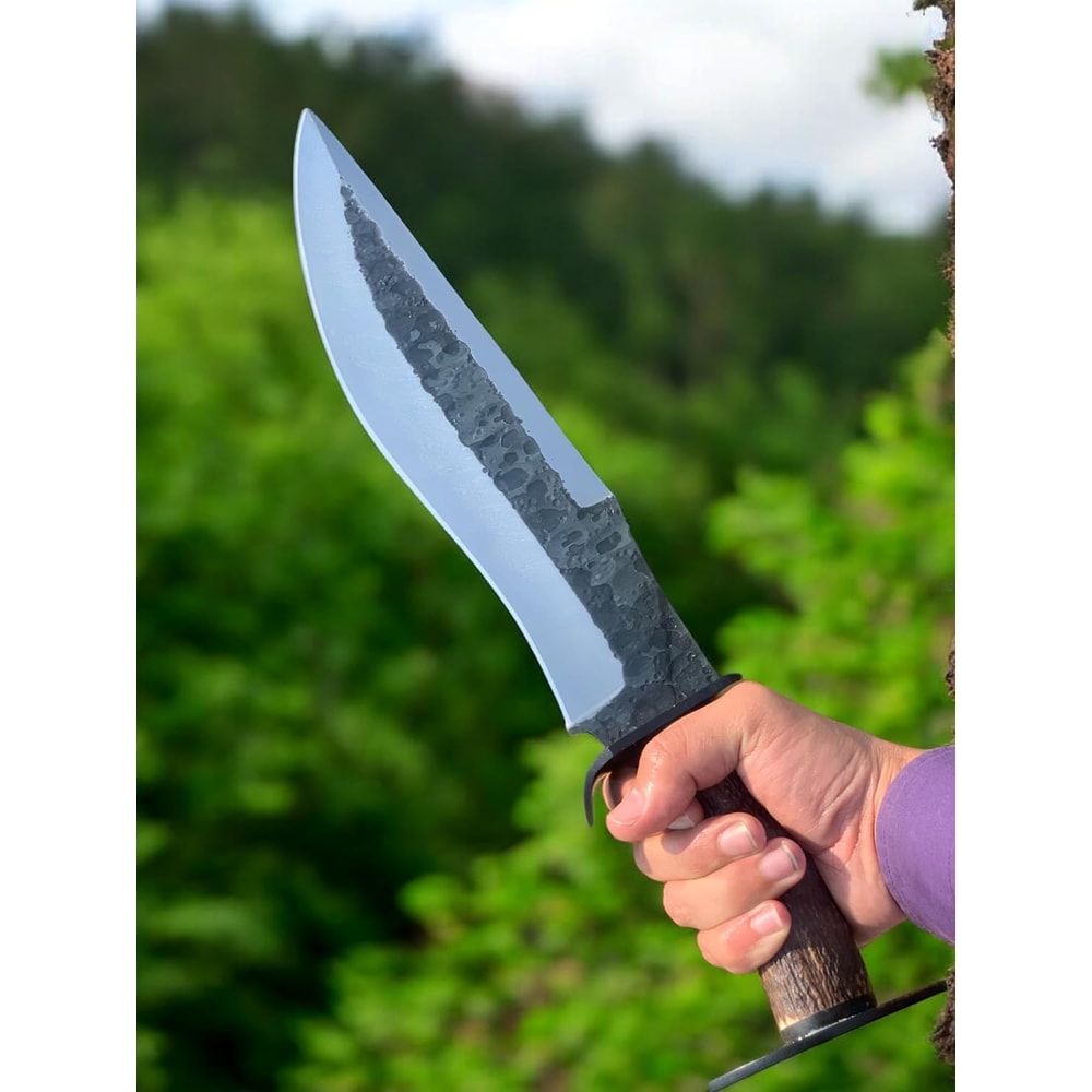 ALFARI D2 Bowie Knife Stag Horn Large Crocodile Dundee Bowie Knife Fixed Blade Hunting Knife With L 1