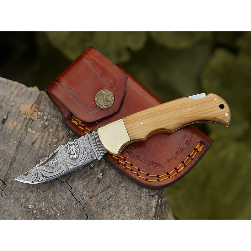 ALFARI Damascus Folding Pocket Knife For Men Deal For Camping Outdoor Hiking With Sheath Ideal For 0