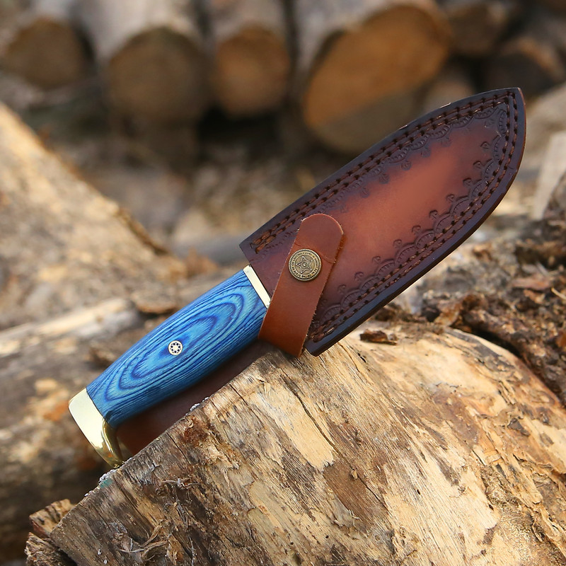 ALFARI Handmade Damascus Steel Fixed Blade Skinning Hunting Knife With Gut Hook Best For Outdoor Ca 2