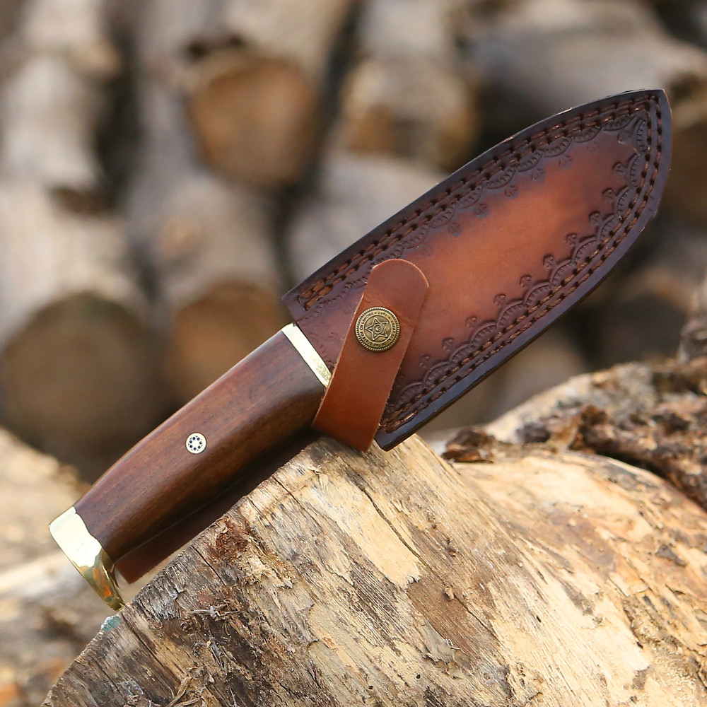 ALFARI Handmade Damascus Steel Fixed Blade Skinning Hunting Knife With Gut Hook Best For Outdoor Ca 2