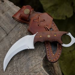 alfari karambit knife fixed blade with sheath claw knife wood handle sharp blade camping knives karambits for men