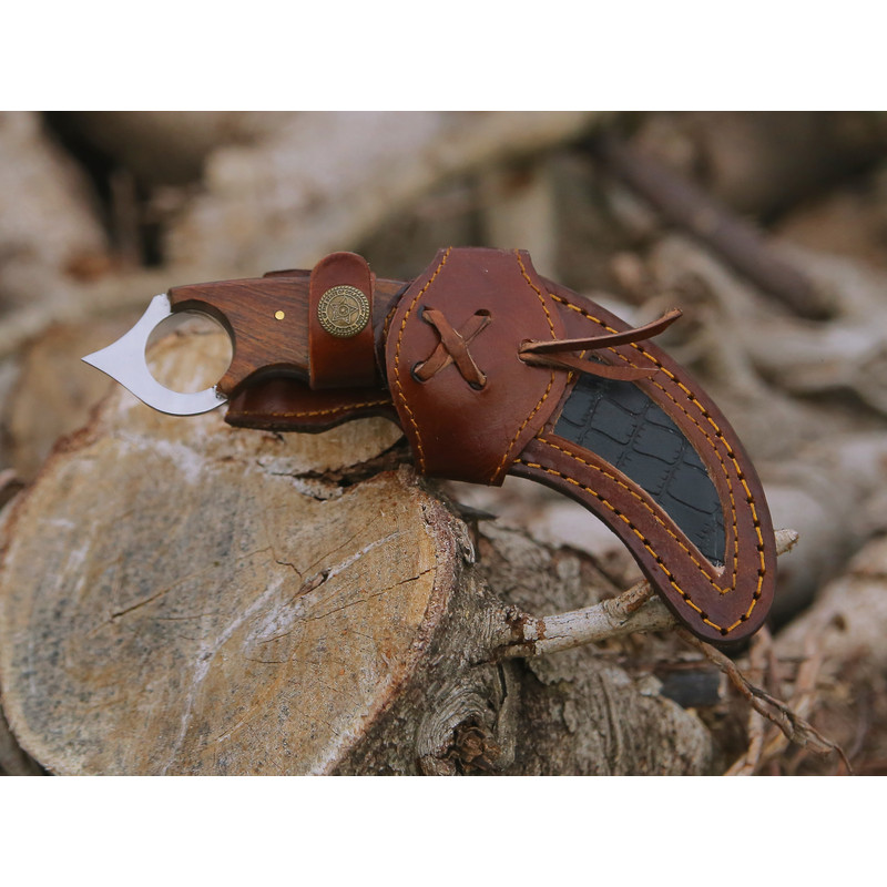 ALFARI Karambit Knife Fixed Blade With Sheath Claw Knife Wood Handle Sharp Blade Camping Knives Kar 3