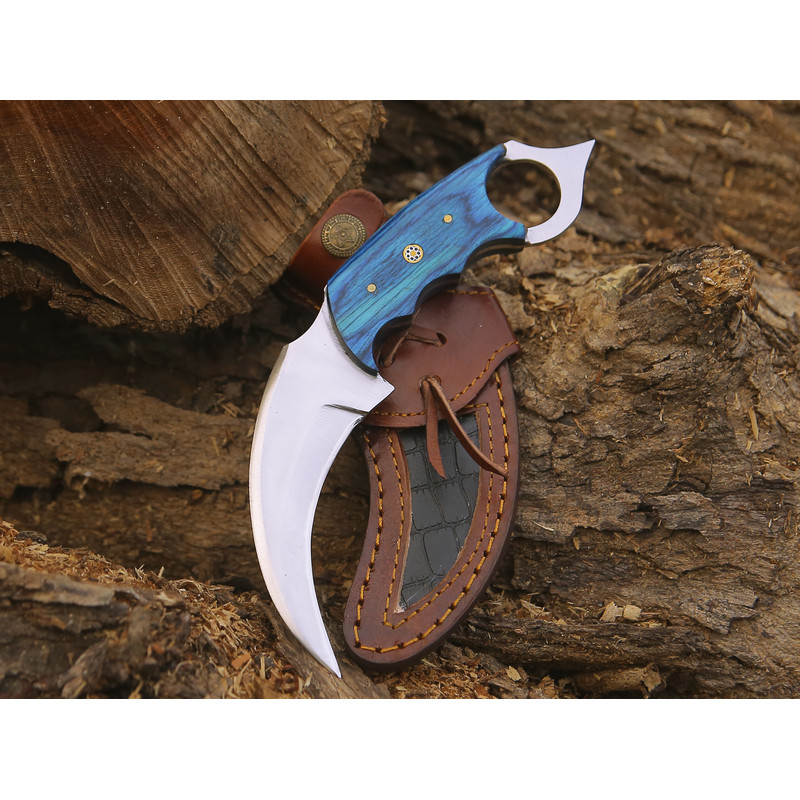ALFARI Karambit Knife Fixed Blade With Sheath Claw Knife Blue Handle Sharp Blade Camping Knives Kar 2