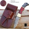 65 Inch Damascus Pocket Knife With Sheath Handmade Folding Pocket Knife For Men BlackRed Wooden Han