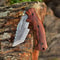 Damascus Handmade Tracker Folding Pocket Hunting Knife For Camping Rose Wood Customized Bushcraft K 1