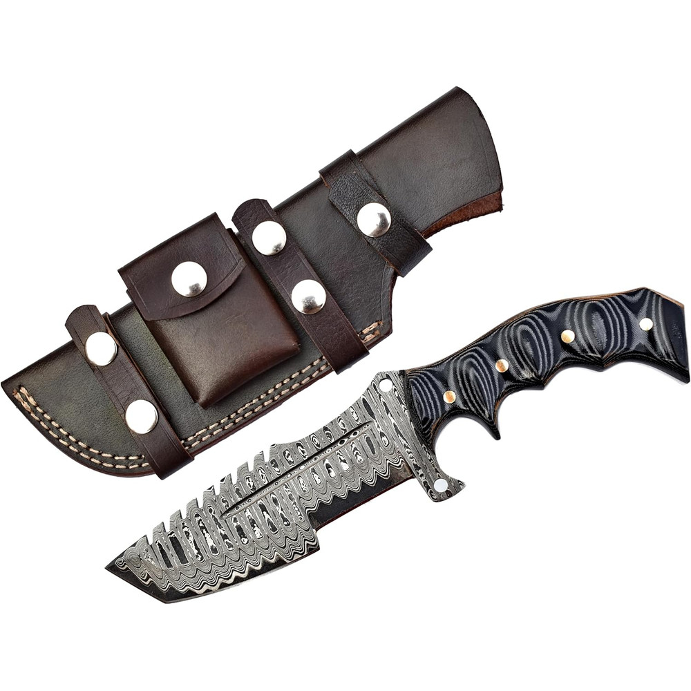 Tracker Knife Hunting Knife Full Tang Handmade Damascus Steel Sharp Edge EDC Camping Knife Ideal Gr 0