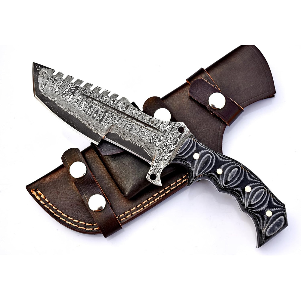 Tracker Knife Hunting Knife Full Tang Handmade Damascus Steel Sharp Edge EDC Camping Knife Ideal Gr 1