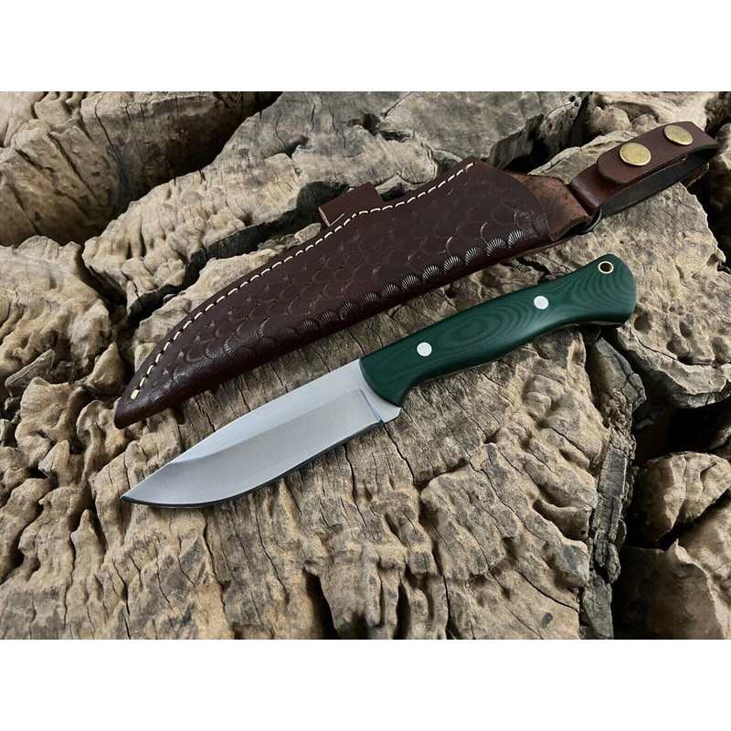 8 Inches Fixed Blade Hunting Knife With Leather Sheath Ideal For Outdoor Camping Skinning And Surv 0