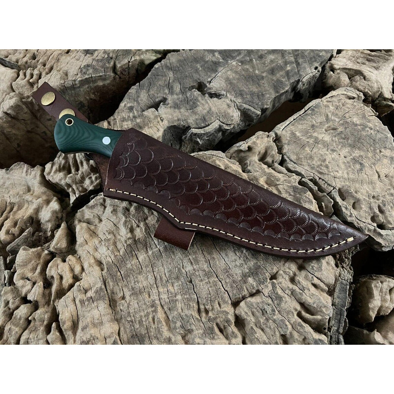 8 Inches Fixed Blade Hunting Knife With Leather Sheath Ideal For Outdoor Camping Skinning And Surv 1