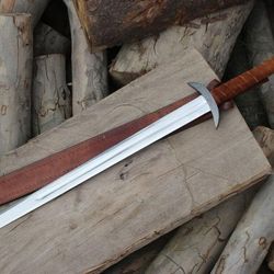 alfari 38 inches damascus steel sword viking double edge sword with sheath handmade barbarian sword unique norse sword,