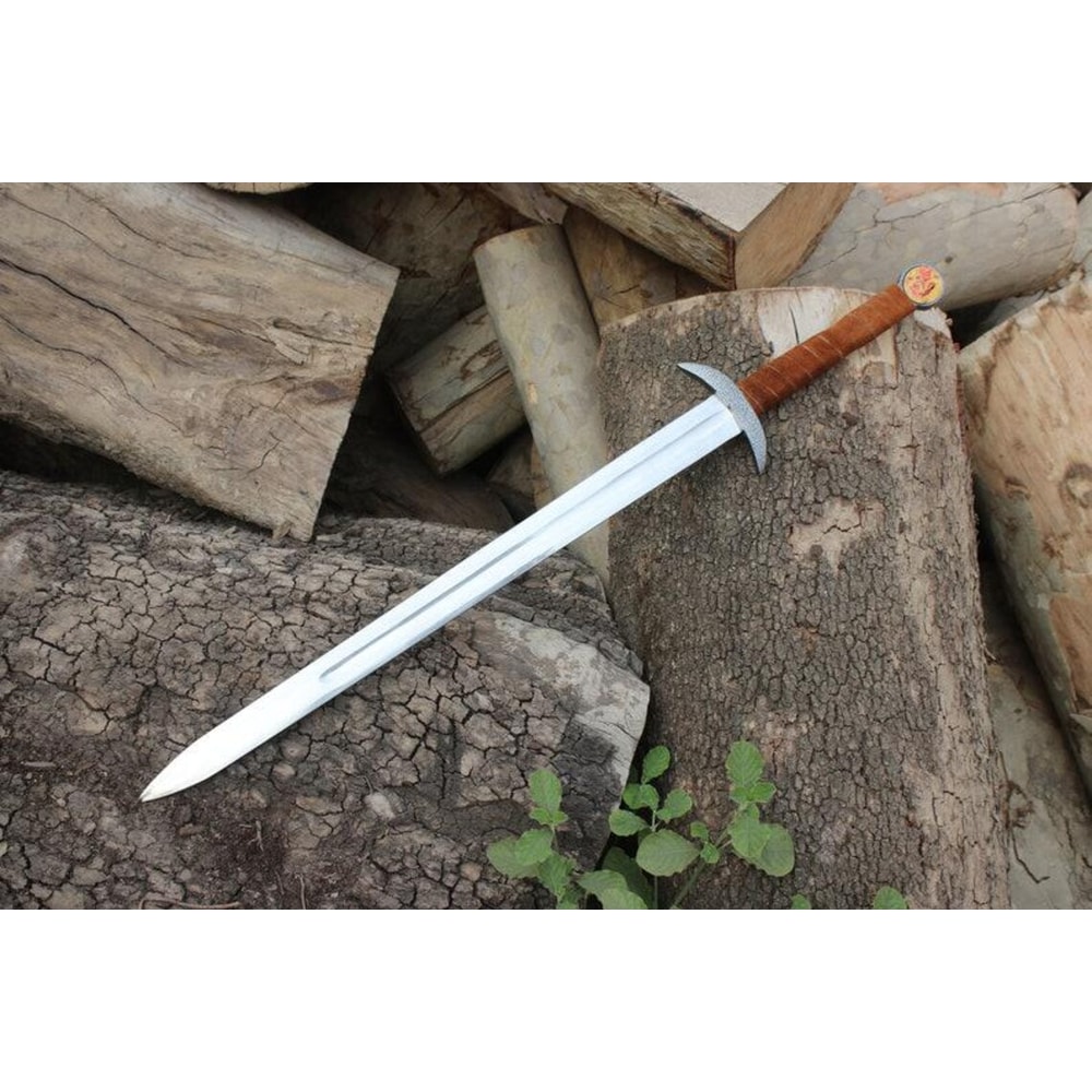 ALFARI 38 Inches Damascus Steel Sword Viking Double Edge Sword With Sheath Handmade Barbarian Sword 1