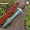 ALFARI 24 Inches Damascus Steel Sword Viking Double Edge Sword With Sheath Handmade Barbarian Sword 0