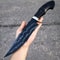 ALFARI D2 Bowie Knife Large Crocodile Dundee Bowie Knife With Leather Sheath Fixed Blade Knife With 0