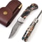 ALFARI Damascus Folding Pocket Knife For Men Deal For Camping Outdoor Hiking With Sheath Ideal For 0
