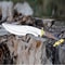 ALFARI D2 Bowie Knife Large Crocodile Dundee Bowie Knife With Leather Sheath Fixed Blade Knife With 1
