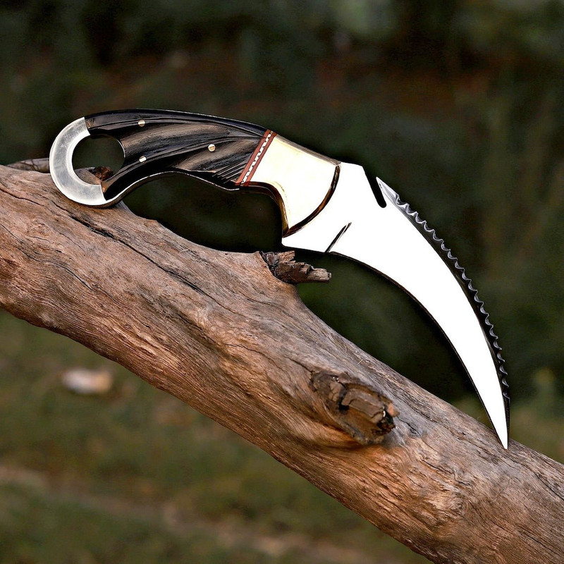 Karambit Knife  Fixed Blade With Sheath  Claw Knife Sharp Blade Karambits For Men  Women EDC BLACK  3