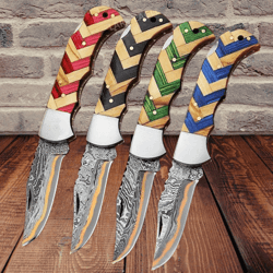 copper damascus personalized pocket knife set groomsmen gift folding knife fish camping gift for boyfriend thanksgiving