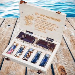 damascus personalized pocket knife set with box groomsmen gift folding knife camping gift for boyfriend, thanksgiving