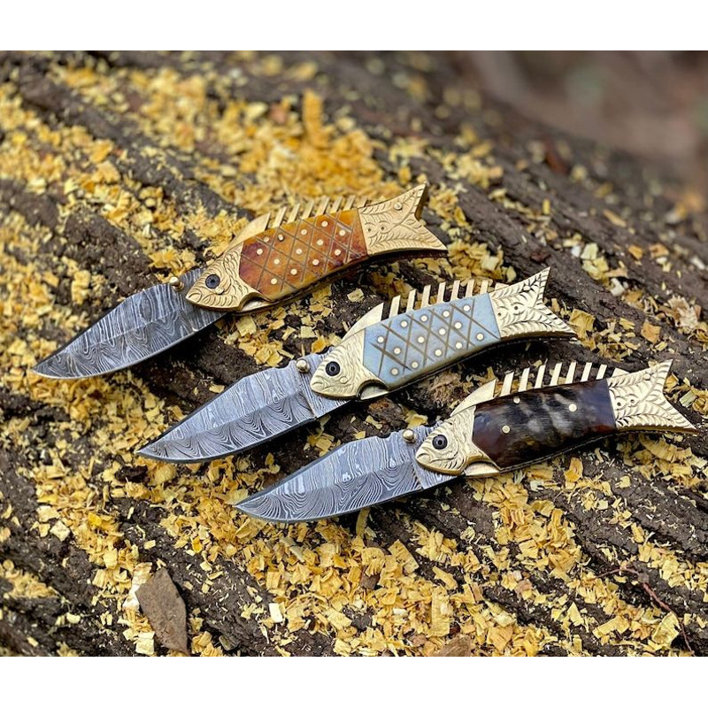Damascus Personalized Pocket Knife Set Groomsmen Gift Folding Knife Camping Gift For Boyfriend Than 0