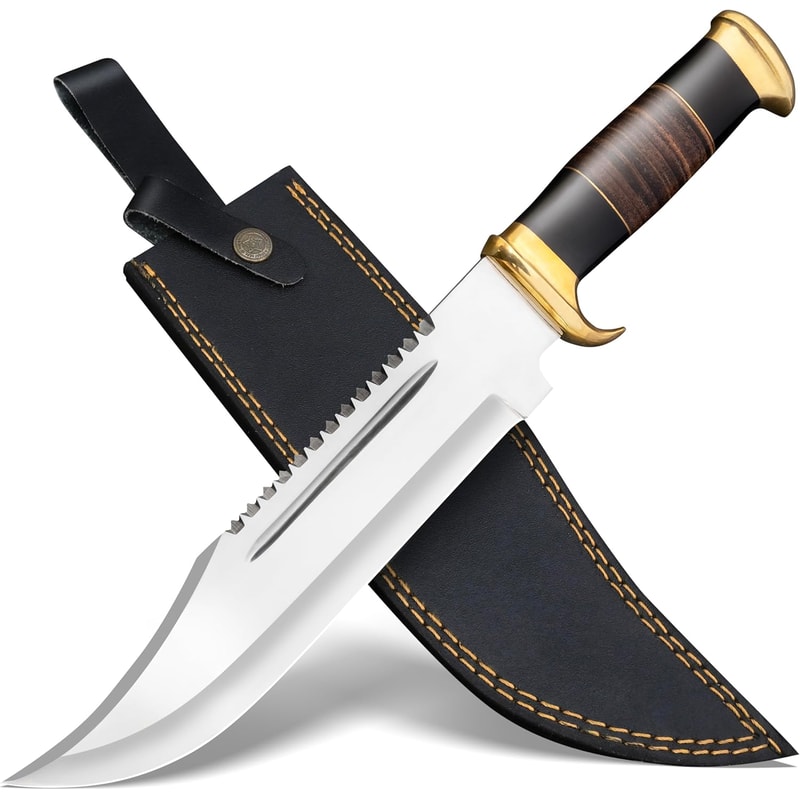 ALFARI 18 Inches D2 Bowie Knife Large Crocodile Dundee Bowie Knife Fixed Blade Hunting Knife With S 0