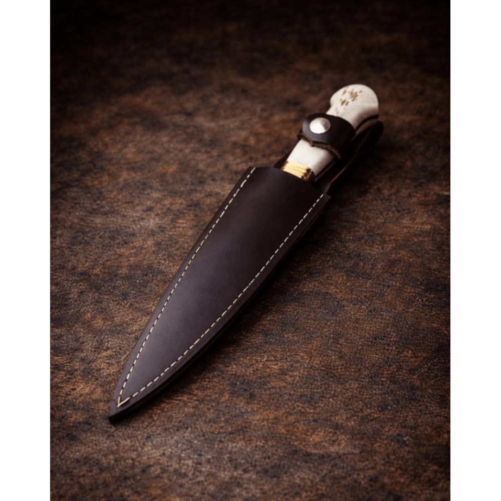 Handmade Hunting Knife 4116 Stainless Steel Deer Antler Handle Full Tang Outdoor Knife With Leather 2
