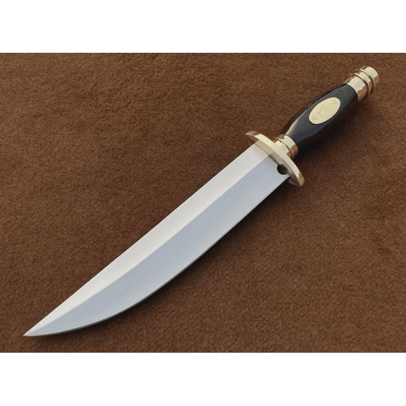 Searless Bowie Knife Handmade D2 Steel Knife Buffalo Horn Handle Leather Sheath 82 2