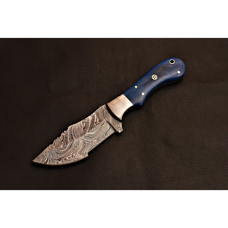 Luxury Handmade Damascus Tracker Blue Wood Handle Collectible Knife GIFT 1