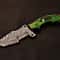Damascus Tracker Knife Green Hardwood Handle Fixed Blade Anniversary Gifts Luxury Artisan 1