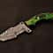 Damascus Tracker Knife Green Hardwood Handle Fixed Blade Anniversary Gifts Luxury Artisan 5