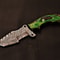 Damascus Tracker Knife Green Hardwood Handle Fixed Blade Anniversary Gifts Luxury Artisan 5