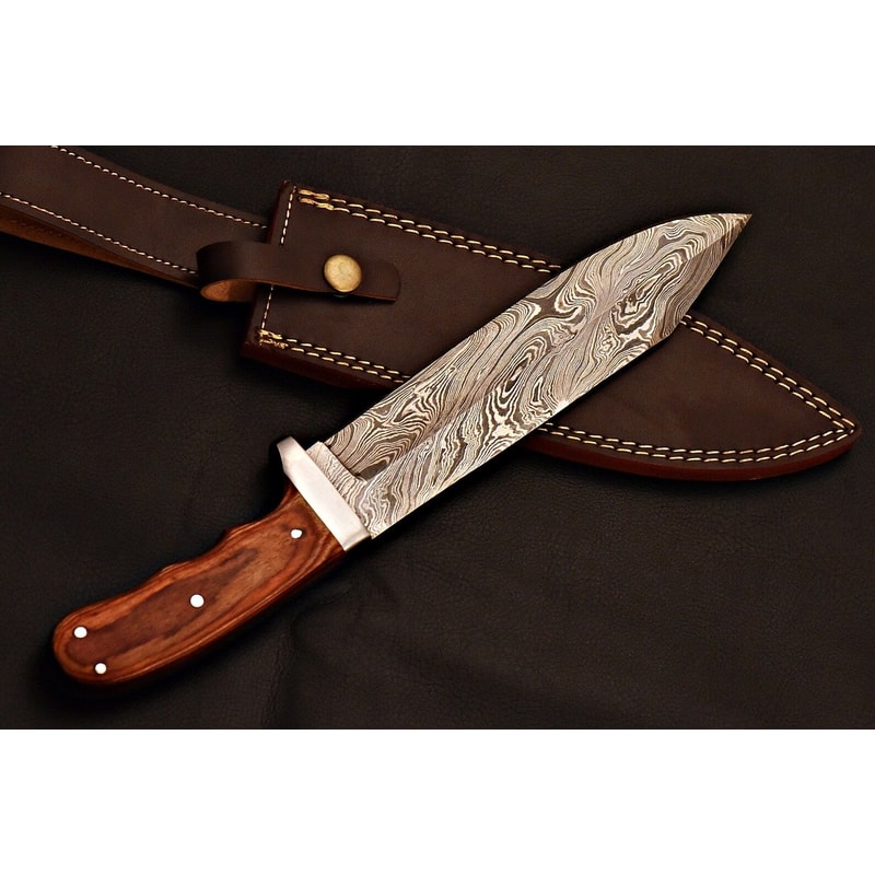 Damascus Steel Survival Bowie Knife Heavy Duty Tactical Camping Blade 2