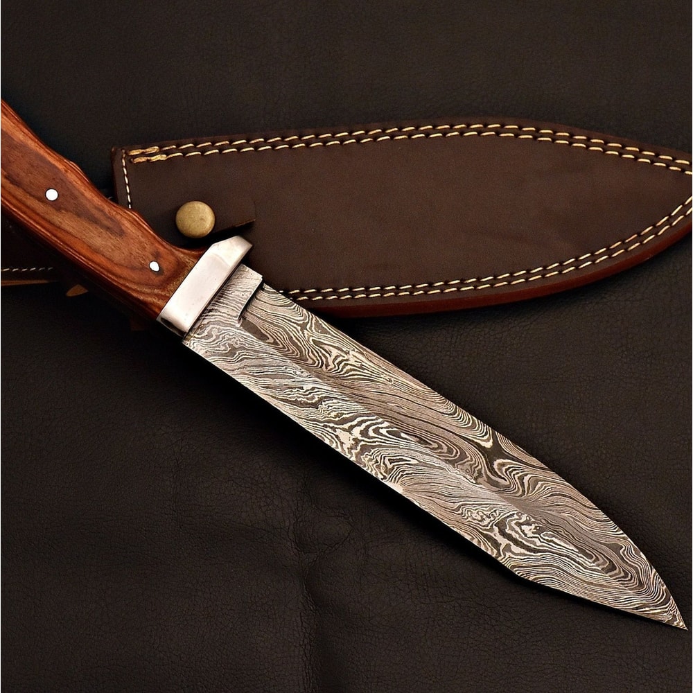 Damascus Steel Survival Bowie Knife Heavy Duty Tactical Camping Blade 3