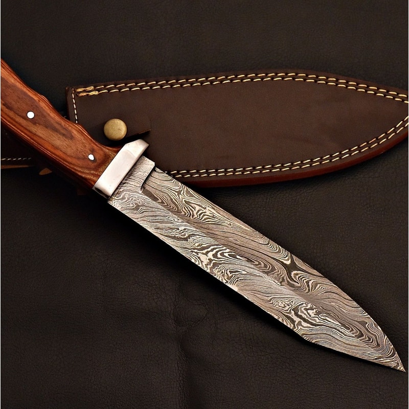 Damascus Steel Survival Bowie Knife Heavy Duty Tactical Camping Blade 3