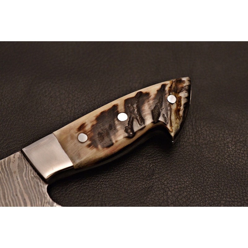 Damascus Steel Cooking Knife Artisan Chef Blade With Ram Horn Handle Birthday Gifts 1