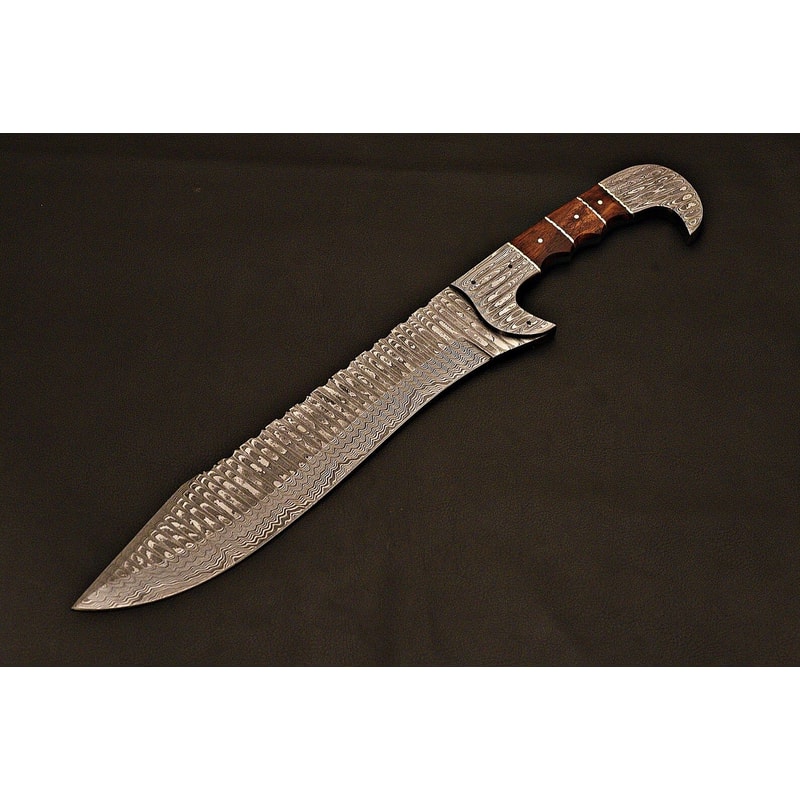 Damascus Steel Falcon Bowie Knife Outdoor Camping Blade Christmas Gift For Men 6