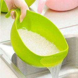 multi-purpose strainer or washer bowl for rice fruits & vegetable rice bowl(green, pack of 1)