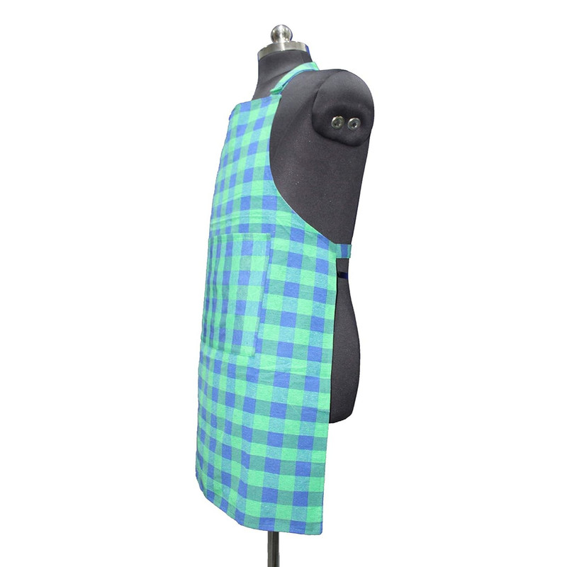 Waterproof Unisex Kitchen Apron Checkered With 2 Big Size Front Centre Pocket And Adjustable Neck S 5
